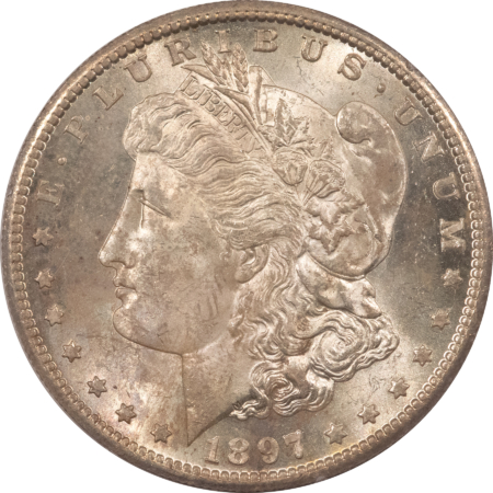 Dollars 1897-S $1 MORGAN DOLLAR – PCGS MS-63, RATTLER HOLDER