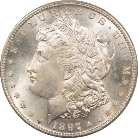 Dollars 1897-S $1 MORGAN DOLLAR – PCGS MS-64+, INTENSE LUSTER & GEM QUALITY!