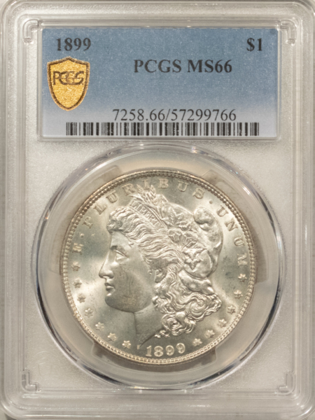 Dollars 1899 $1 MORGAN DOLLAR – PCGS MS-66, A TOUGH LOW-MINTAGE GEM – SUPERB QUALITY!