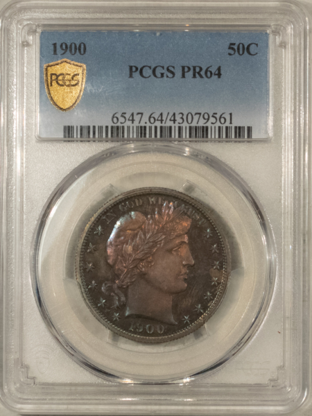Barber Halves 1900 PROOF BARBER HALF DOLLAR – PCGS PR-64, ORIGINAL!