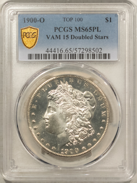 Dollars 1900-O $1 MORGAN DOLLAR, VAM-15 DOUBLED STARS – PCGS MS-65 PL, PROOFLIKE & PQ!