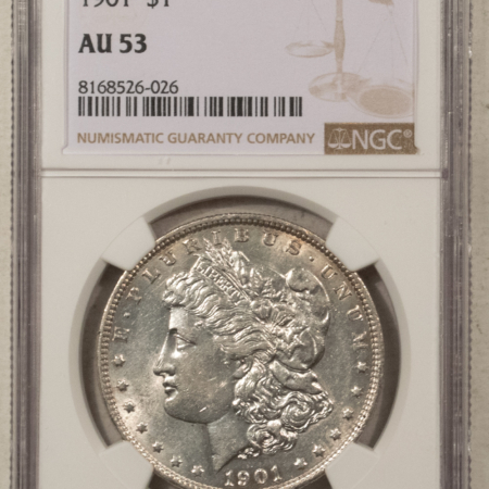 Dollars 1901 $1 MORGAN DOLLAR – NGC AU-53, WHITE & LUSTROUS! TOUGH DATE!