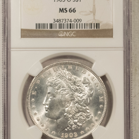 Dollars 1903-O $1 MORGAN DOLLAR – NGC MS-66, BLAST WHITE GEM!