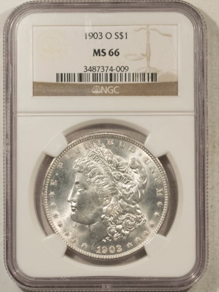 Dollars 1903-O $1 MORGAN DOLLAR – NGC MS-66, BLAST WHITE GEM!