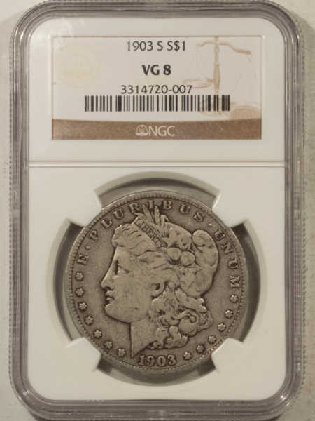 Dollars 1903-S $1 MORGAN DOLLAR – NGC VG-8