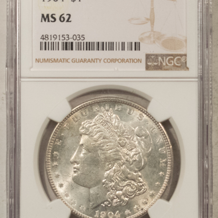 Dollars 1904 $1 MORGAN DOLLAR – NGC MS-62, WHITE