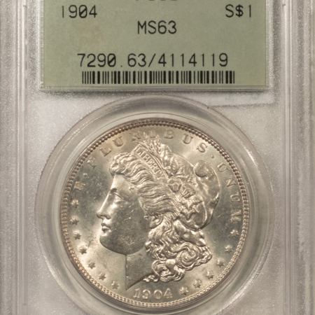 Dollars 1904 $1 MORGAN DOLLAR – PCGS MS-63, OLD GREEN HOLDER & PREMIUM QUALITY!