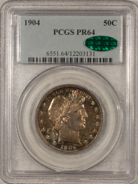 Barber Halves 1904 PROOF BARBER HALF DOLLAR – PCGS PR-64 CAC APPROVED, SUPER PQ & PRETTY!