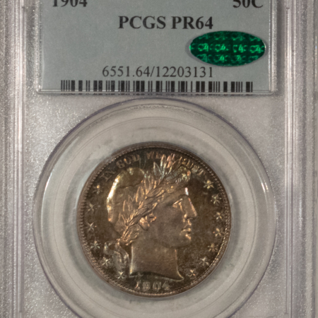 Barber Halves 1904 PROOF BARBER HALF DOLLAR – PCGS PR-64 CAC APPROVED, SUPER PQ & PRETTY!