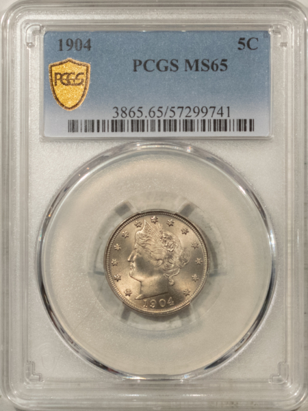 Liberty Nickels 1904 LIBERTY NICKEL – PCGS MS-65, FLASHY GEM!