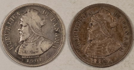 New Store Items 1904 PANAMA SILVER 10 CENTESIMOS, KM#3 LOT/2 – NICE HIGH GRADE CIRC EXAMPLES!