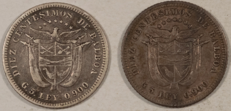 New Store Items 1904 PANAMA SILVER 10 CENTESIMOS, KM#3 LOT/2 – NICE HIGH GRADE CIRC EXAMPLES!