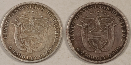 World Certified Coins 1904 PANAMA SILVER 5 CENTESIMOS, KM#2 LOT/2 – NICE HIGH GRADE CIRC EXAMPLES!