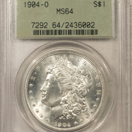 Dollars 1904-O $1 MORGAN DOLLAR – PCGS MS-64, OLD GREEN HOLDER & PREMIUM QUALITY!