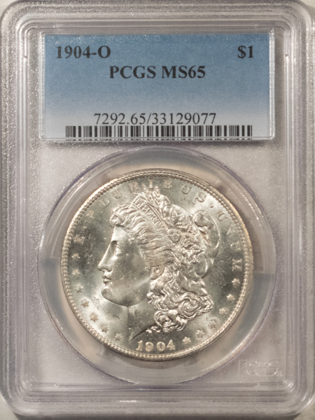 Dollars 1904-O $1 MORGAN DOLLAR – PCGS MS-65, BLAST WHITE GEM!