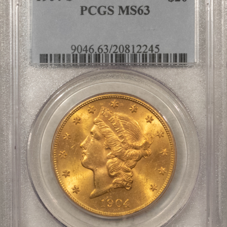 New Store Items 1904-S $20 LIBERTY GOLD DOUBLE EAGLE – PCGS MS-63, CHOICE & ATTRACTIVE