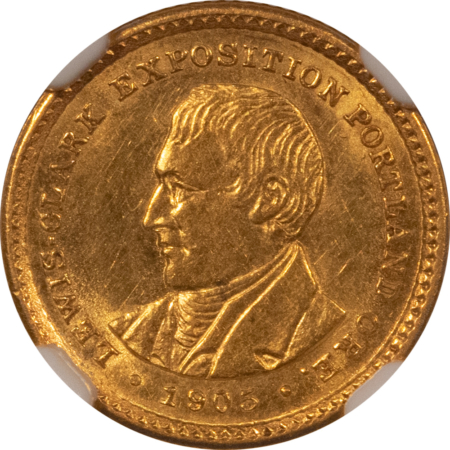 Early Commems 1905 $1 LEWIS & CLARK GOLD COMMEMORATIVE – NGC MS-62, LOOKS BETTER! PQ!