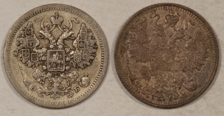 New Store Items 1907 1915 RUSSIA SILVER 15 KOPEKS, LOT/2, Y-21a.2 – NICE HIGH GRADE EXAMPLE!