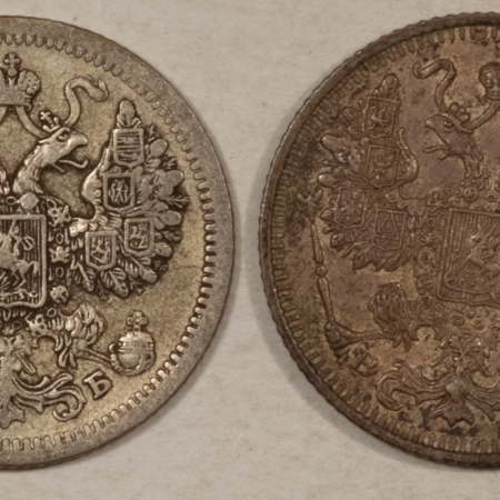 New Store Items 1907 1915 RUSSIA SILVER 15 KOPEKS, LOT/2, Y-21a.2 – NICE HIGH GRADE EXAMPLE!