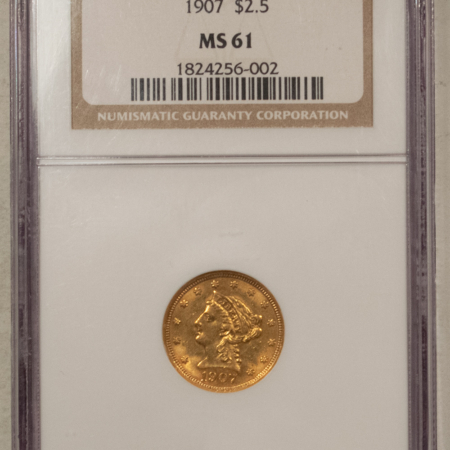 $2.50 1907 $2.50 LIBERTY GOLD QUARTER EAGLE – NGC MS-61