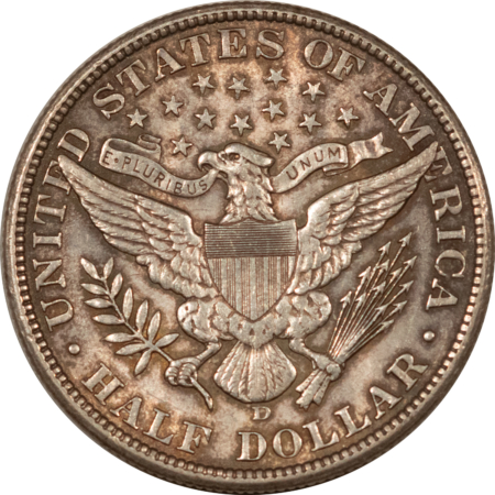 Barber Halves 1907-D BARBER HALF DOLLAR – HIGH GRADE NEARLY UNCIRCULATED, LOOKS CHOICE!