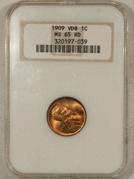 Lincoln Cents (Wheat) 1909 VDB LINCOLN CENT – NGC MS-65 RD, FATTIE HOLDER!