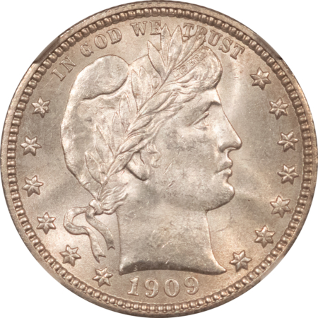 Barber Quarters 1909-D BARBER QUARTER – NGC MS-64, FRESH & LUSTROUS! WHITE!
