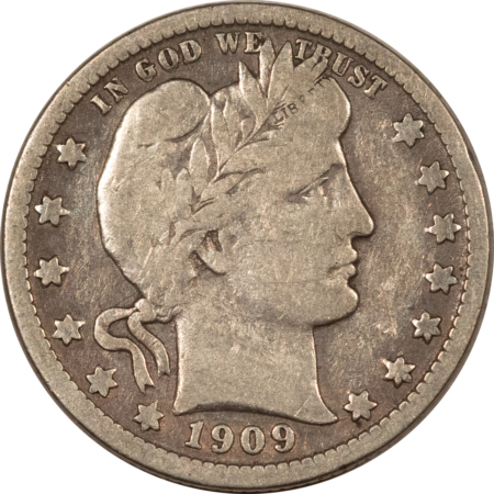 Barber Quarters 1909-O BARBER QUARTER – PLEASING CIRCULATED EXAMPLE! FULL LIBERTY!