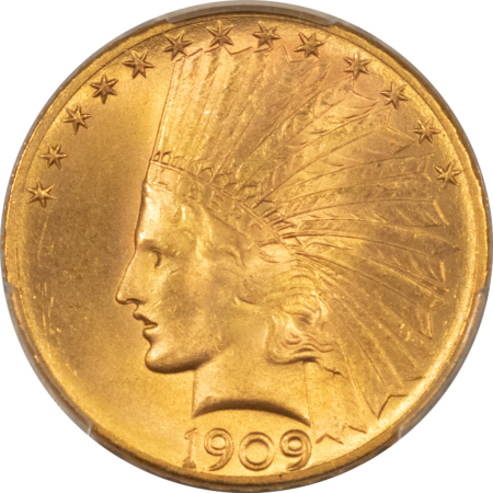 $10 1909-S $10 INDIAN GOLD, PCGS MS-64+ CAC; PQ & WOULD BE $40K+ IN MS-65 CAC!
