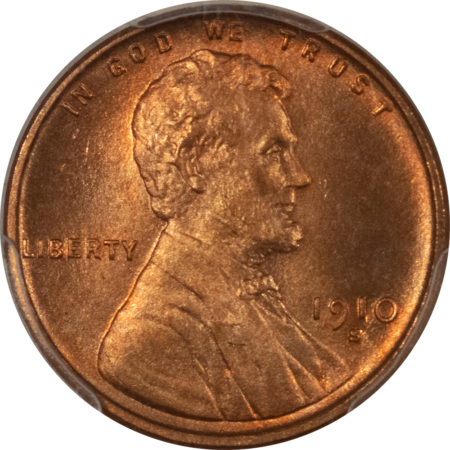 Lincoln Cents (Wheat) 1910-S LINCOLN CENT – PCGS MS-65 RD, RED GEM!