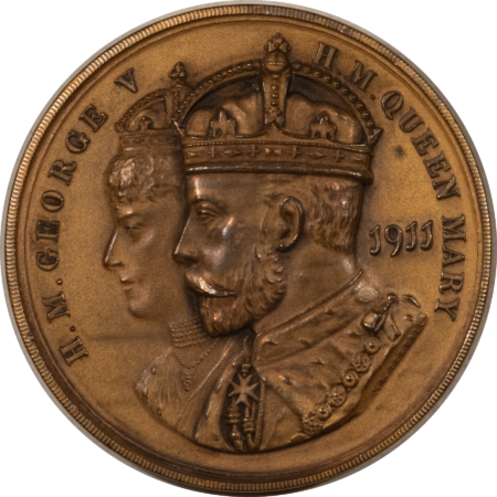 Exonumia 1911 GREAT BRITAIN GEO V CORONATION BRONZE MEDAL, 45MM 36.5 GRAMS – UNCIRCULATED