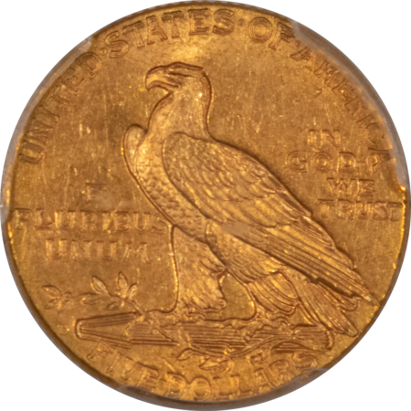 $5 1911-D $5 INDIAN GOLD HALF EAGLE – PCGS MS-62+ CAC APPROVED! RARE KEY-DATE & PQ!