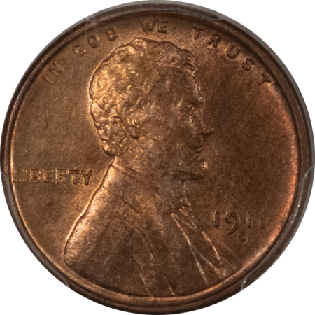 Lincoln Cents (Wheat) 1911-S LINCOLN CENT – PCGS MS-63 RB, CHOICE!