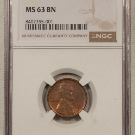 Lincoln Cents (Wheat) 1912-S LINCOLN CENT – NGC MS-63 BN, LOOKS RB!