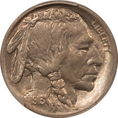 Buffalo Nickels 1913-S BUFFALO NICKEL TY 2 – PCGS MS-64, FRESH KEY-DATE!