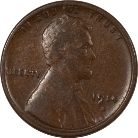 Lincoln Cents (Wheat) 1914-D LINCOLN CENT – PLEASING CIRCULATED EXAMPLE, FINE & NICE KEY-DATE!