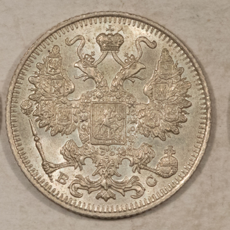 New Store Items 1915 X2 1916 RUSSIA SILVER 15 KOPEKS, LOT/3, Y-21a.3 – FRESH UNCIRCULATED!