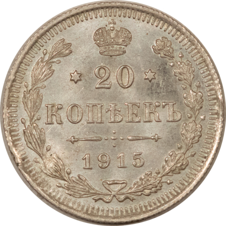 New Store Items 1915 RUSSIA SILVER 20 KOPEKS, Y-22a.2 – CHOICE UNCIRCUATED!