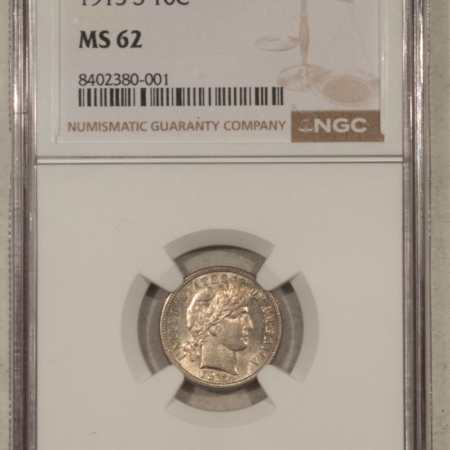 Barber Dimes 1915-S BARBER DIME – NGC MS-62 FLASHY! TOUGH!