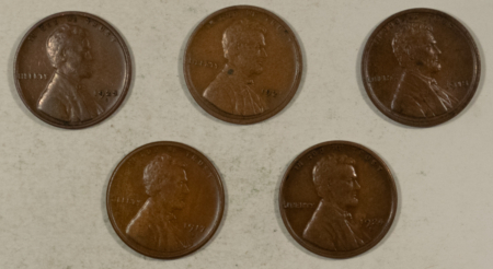 Lincoln Cents (Wheat) 1917-S 1918 1921-S 1924-S 1925-S LINCOLN CENTS LOT/5 – NICE HIGH GRADE EXAMPLES!