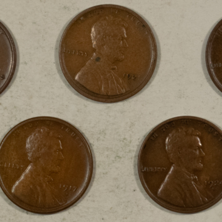 Lincoln Cents (Wheat) 1917-S 1918 1921-S 1924-S 1925-S LINCOLN CENTS LOT/5 – NICE HIGH GRADE EXAMPLES!