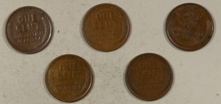 Lincoln Cents (Wheat) 1917-S 1918 1921-S 1924-S 1925-S LINCOLN CENTS LOT/5 – NICE HIGH GRADE EXAMPLES!