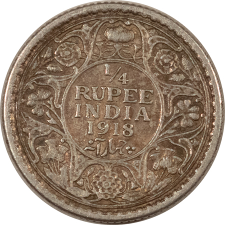 New Store Items 1918 INDIA 1/4 RUPEE SILVER, KM#518 – NICE HIGH GRADE CIRCULATED EXAMPLE!