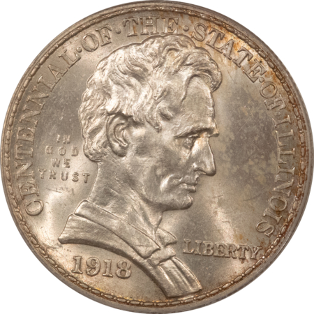 Early Commems 1918 LINCOLN COMMEMORATIVE HALF DOLLAR – PCGS MS-64, OLD GREEN HOLDER & PQ!