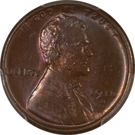 CAC Approved Coins 1918-S LINCOLN CENT – PCGS MS-64 BN, PRETTY, PREMIUM QUALITY & CAC APPROVED!