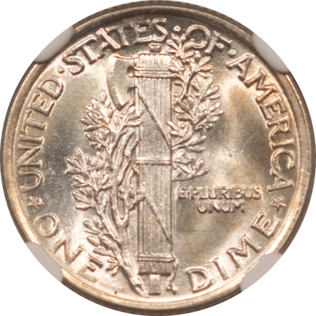 Dimes 1919 MERCURY DIME – NGC MS-63 FB, BLAST WHITE! FULL BANDS!