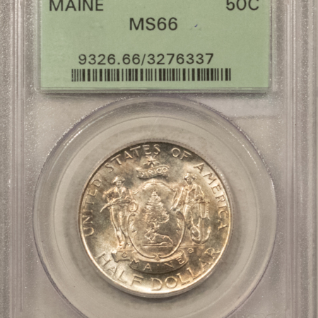 Early Commems 1920 MAINE COMMEMORATIVE HALF – PCGS MS-66, OLD GREEN HOLDER & PREMIUM QUALITY!