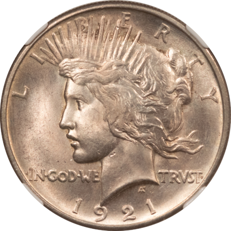 Dollars 1921 $1 PEACE DOLLAR – NGC MS-64, LOOKS 65+, PREMIUM QUALITY KEY-DATE!