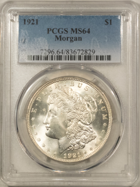 Dollars 1921 $1 MORGAN DOLLAR – PCGS MS-64