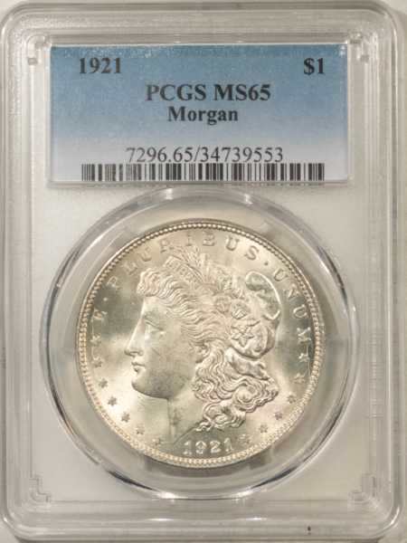 Dollars 1921 $1 MORGAN DOLLAR – PCGS MS-65 WHITE GEM!